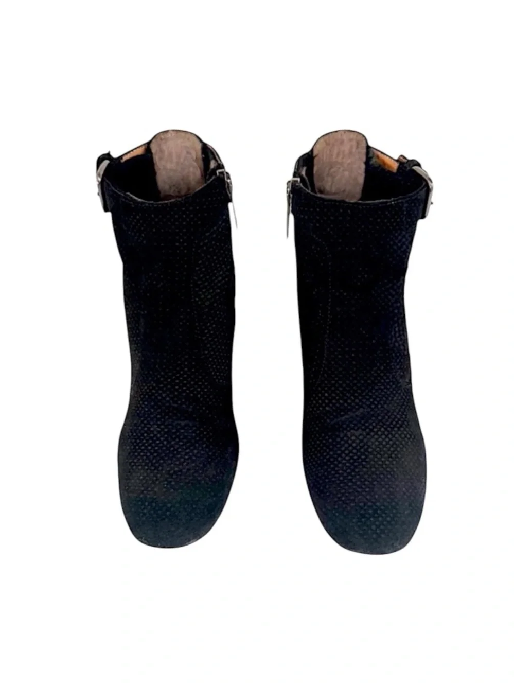 Aquatalia France Perforated Suede Ankle Boots Black Size 7